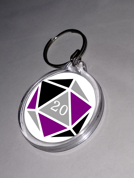 Keychain D20 Pride Dice Ace