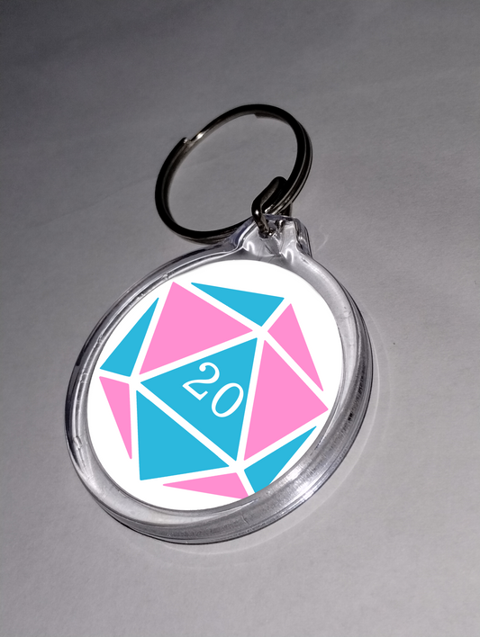 Keychain D20 Pride Dice Trans